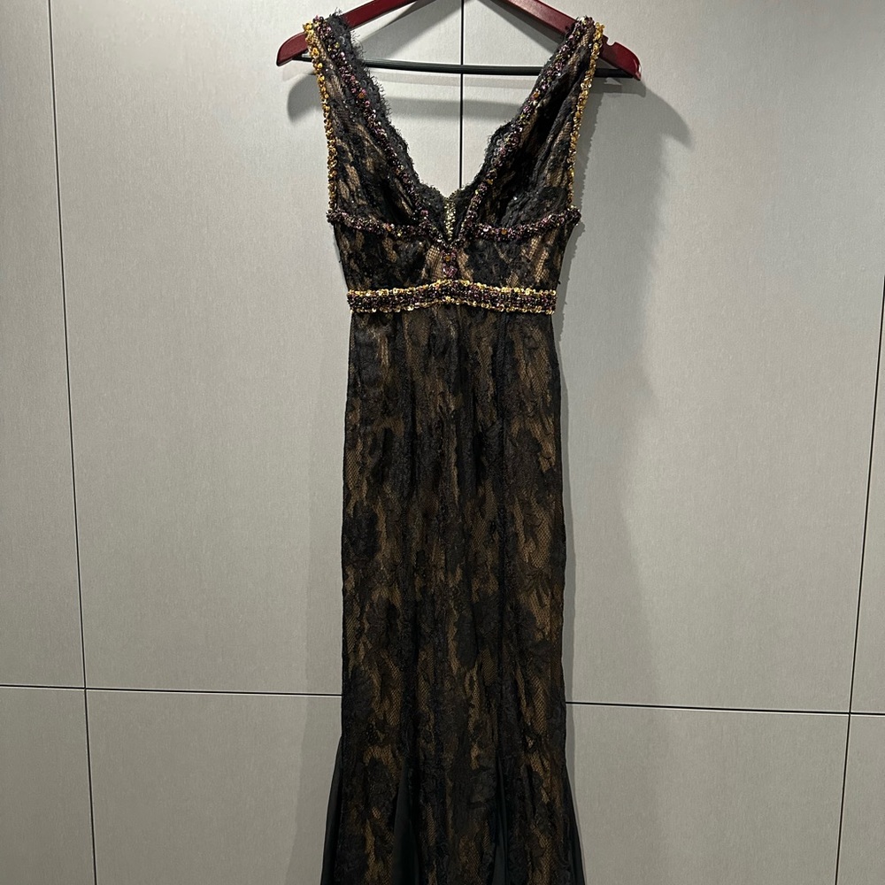 Classy Designer Mandalay dress size 0 gown black crystal beads jeweled $… - Picture 2 of 8